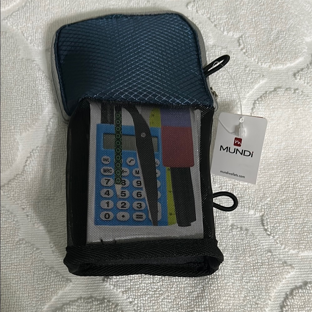 Mundi Black and Blue Pencil Case with Zippered Closure and Durable Fabric